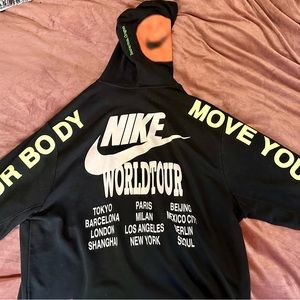 nike sportswear world tour pullover hoodie black and white